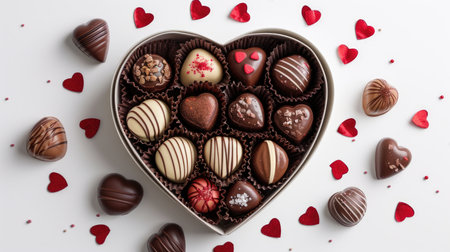 Playful Chocolates in Heart Box - Handmade Touch and Homemade Warmth, Valentine's Day Conceptの素材