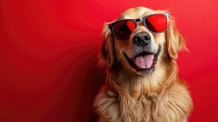 Joyful Dog with Heart Glasses - Reflecting Love in the World, Valentine's Day Conceptの素材