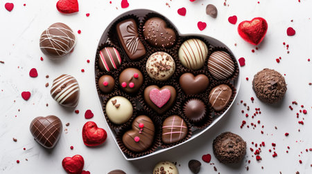 Playful Chocolates in Heart Box - Handmade Touch and Homemade Warmth, Valentine's Day Conceptの素材