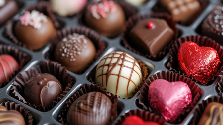 Artisan Heart Candy Assortment - Crafted Chocolate Hearts, Valentine's Day Conceptの素材
