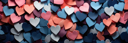 Depth in Paper Hearts - Vibrant Red and Pink Overlapping, Valentine's Day Conceptの素材