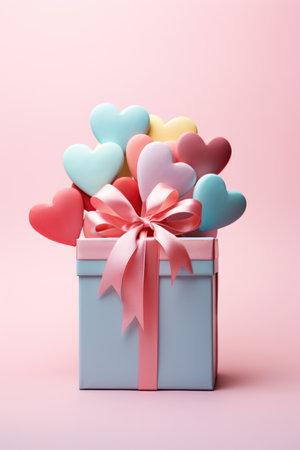 Pastel Hearts in Minimalist Style - Modern Diagonal Arrangement, Valentine's Day Conceptの素材