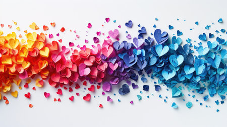 Stream of Colorful Paper Hearts - Gradient Spectrum Flow, Valentine's Day Conceptの素材
