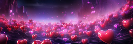 Neon-Esque Concentric Hearts - Futuristic Pink and Purple Hues, Valentine's Day Conceptの素材