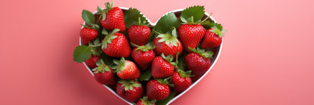 Succulent Strawberry Heart: Fresh Berries in Heart-Shaped Container - Valentine's Day Conceptの素材