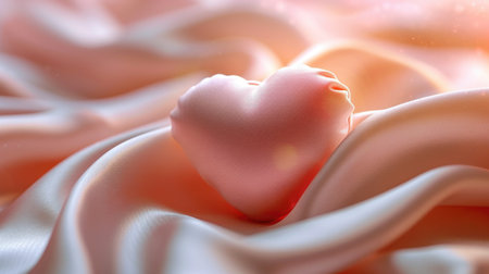 Velvety Romance: Matte Pink Heart on Gradient Fabric - Valentine's Day Conceptの素材