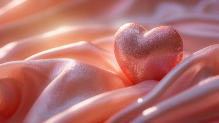 Velvety Romance: Matte Pink Heart on Gradient Fabric - Valentine's Day Conceptの素材