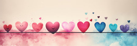 Nostalgic Hearts on Grunge Backdrop: Color Gradient and Vintage Texture - Valentine's Day Conceptの素材
