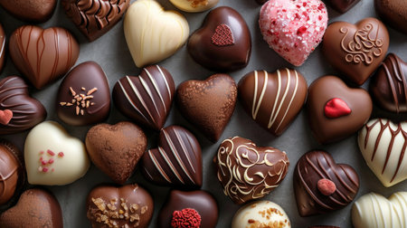 Decadent Chocolate Hearts Tapestry: Assorted Designs in a Valentine's Palette - Valentine's Day Conceptの素材