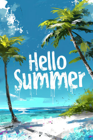 Background with the inscription Hello summer, summer party, summer vacationの素材