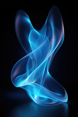 a long blue wavy line on a black background, in the style of glowing lightsの素材