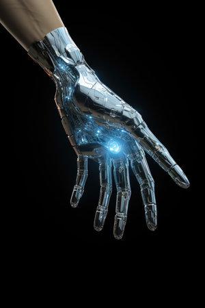 a hand hitting a futuristic based background image, in the style of light navy and light cyan, delicate constructionsの素材