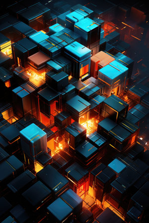 Wallpaper, abstract background, colorful squares have been combined to create a colorful design, dynamic energy flowの素材