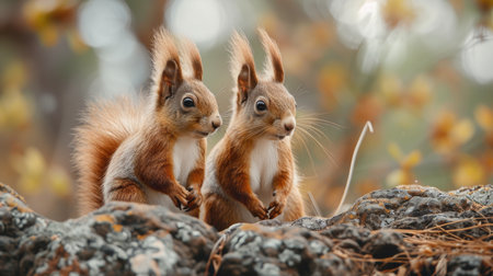 Red Squirrels Dancing Through the Forests of Greece, A Symphony of Nature.の素材