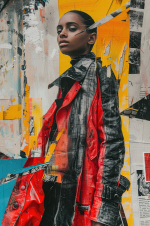 Stark Contrast and Liberation Collage: Androgynous Fashion Meets Abstract Expressionist Artの素材