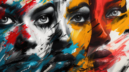 Self-Expression Through Art Collage: Androgynous Portraits and Abstract Brush Stroke Narrativesの素材