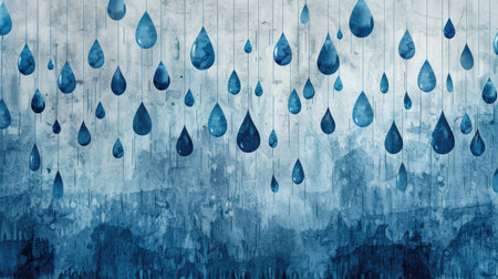 Raindrop Serenity: Abstract Blues on Misty Grey, A Soothing Watercolor Desktop Theme for Rainy Daysの素材