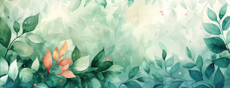 Flowing Greenery and Floral Hues: A Watercolor Botanical Abstract for a Fresh Desktop Gardenの素材