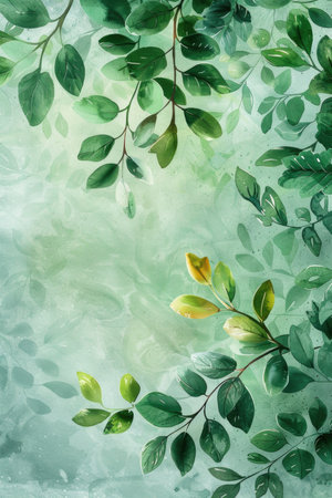 Flowing Greenery and Floral Hues: A Watercolor Botanical Abstract for a Fresh Desktop Gardenの素材