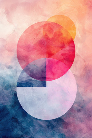 Pastel Geometry: Watercolor Circles and Triangles in Soft Hues for a Contemporary Desktop Backgroundの素材