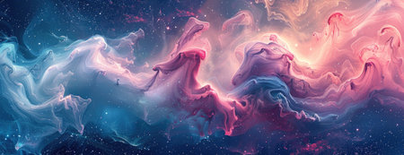Celestial Whirl: Pink, Blue, and Purple Watercolor Nebula Creating a Cosmic Desktop Wallpaperの素材