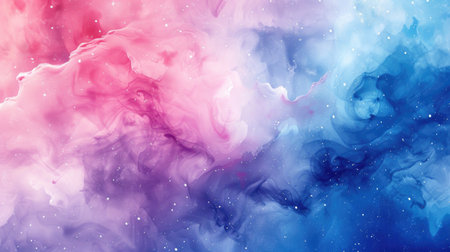 Celestial Whirl: Pink, Blue, and Purple Watercolor Nebula Creating a Cosmic Desktop Wallpaperの素材