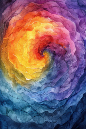 Entrancing Color Swirl: Abstract Watercolor Vortex Pulling You into a Dynamic Desktop Experienceの素材