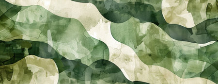 Natural Camouflage: Abstract Watercolor Pattern in Forest Greens and Browns for a Desktop Themeの素材