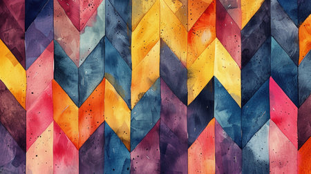 Dynamic Chevron Waves: Alternating Color Watercolor Pattern for a Modern Abstract Desktop Wallpaperの素材
