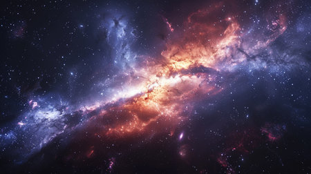 High-Resolution Depiction of a Supernova Burst and Galaxies Colliding, Highlighting the Universe's Vast Beauty Through Light and Colorの素材