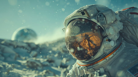 A Space Traveler's Journey Back to Earth, Embracing a Transformed Understanding of Humanity and Home, Earth Ascending in the Backgroundの素材