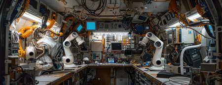 Space Station Repair Workshop: Advanced Robotics and Engineering Team in Actionの素材