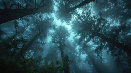 A mystical forest shrouded in mist.の素材