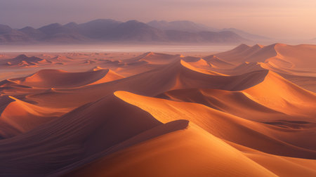 Sunrise over the desert dunesの素材