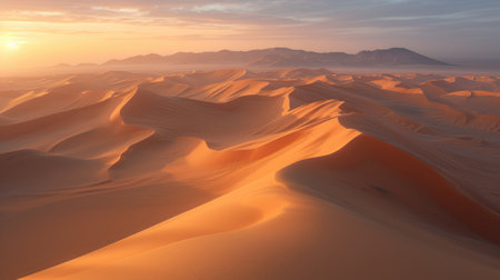 Sunrise over the desert dunesの素材