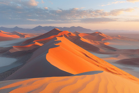 Sunrise over the desert dunesの素材
