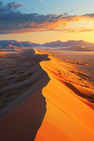Sunrise over the desert dunesの素材