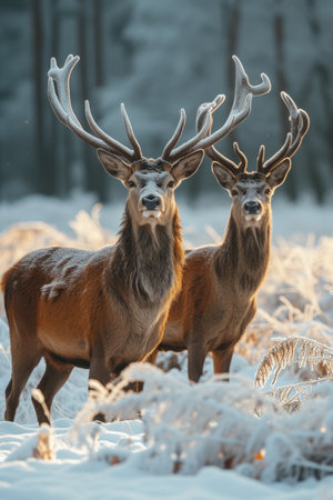 Majestic Deer in Winter Sunriseの素材