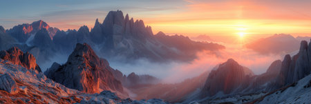 The glow on the mountain ridge at dawnの素材