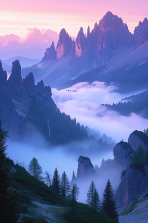 The glow on the mountain ridge at dawnの素材