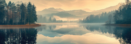 Misty Morning by the Mountain Lakeの素材