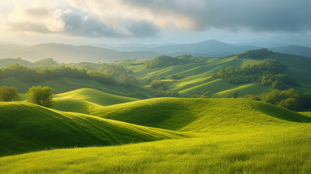 Golden Light Over Rolling Countrysideの素材