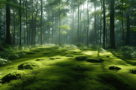 Mystical Forest with Sun Raysの素材