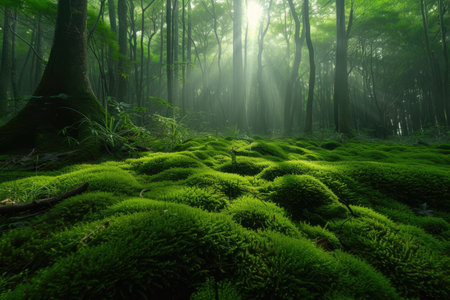 Mystical Forest with Sun Raysの素材