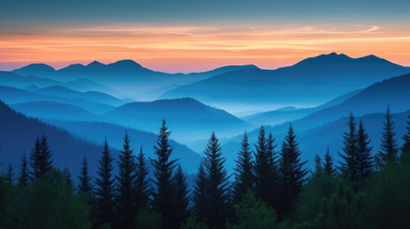 Forest Silhouette with Twilight Skyの素材