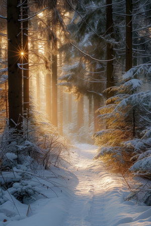 Golden Sunrise Over a Winter Wonderland Trailの素材