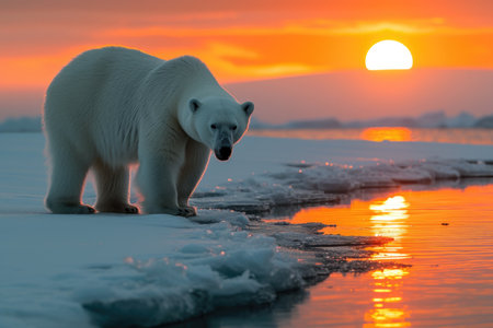 Polar Bear at Arctic Sunsetの素材