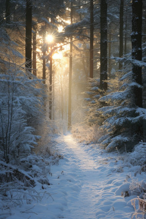 Golden Sunrise Over a Winter Wonderland Trailの素材