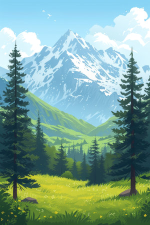 Verdant Mountain Landscape in Summerの素材