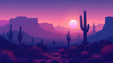 The desert with the rising moon at duskの素材